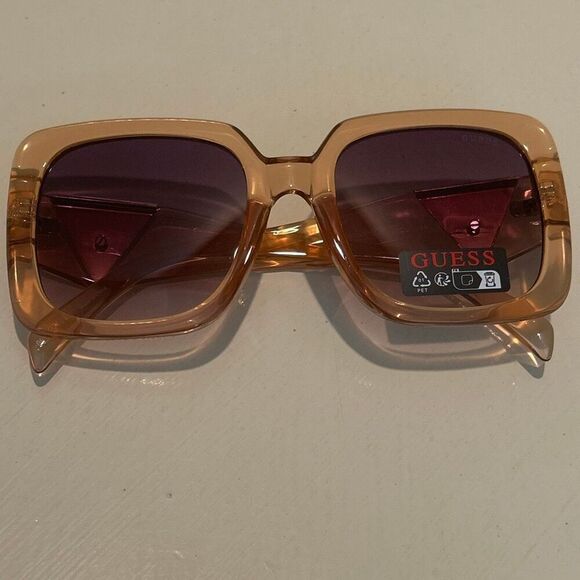 Guess Chunky Square Brown Transparent Frame Sunglasses Gradient Lenses Y2K Style main image 13